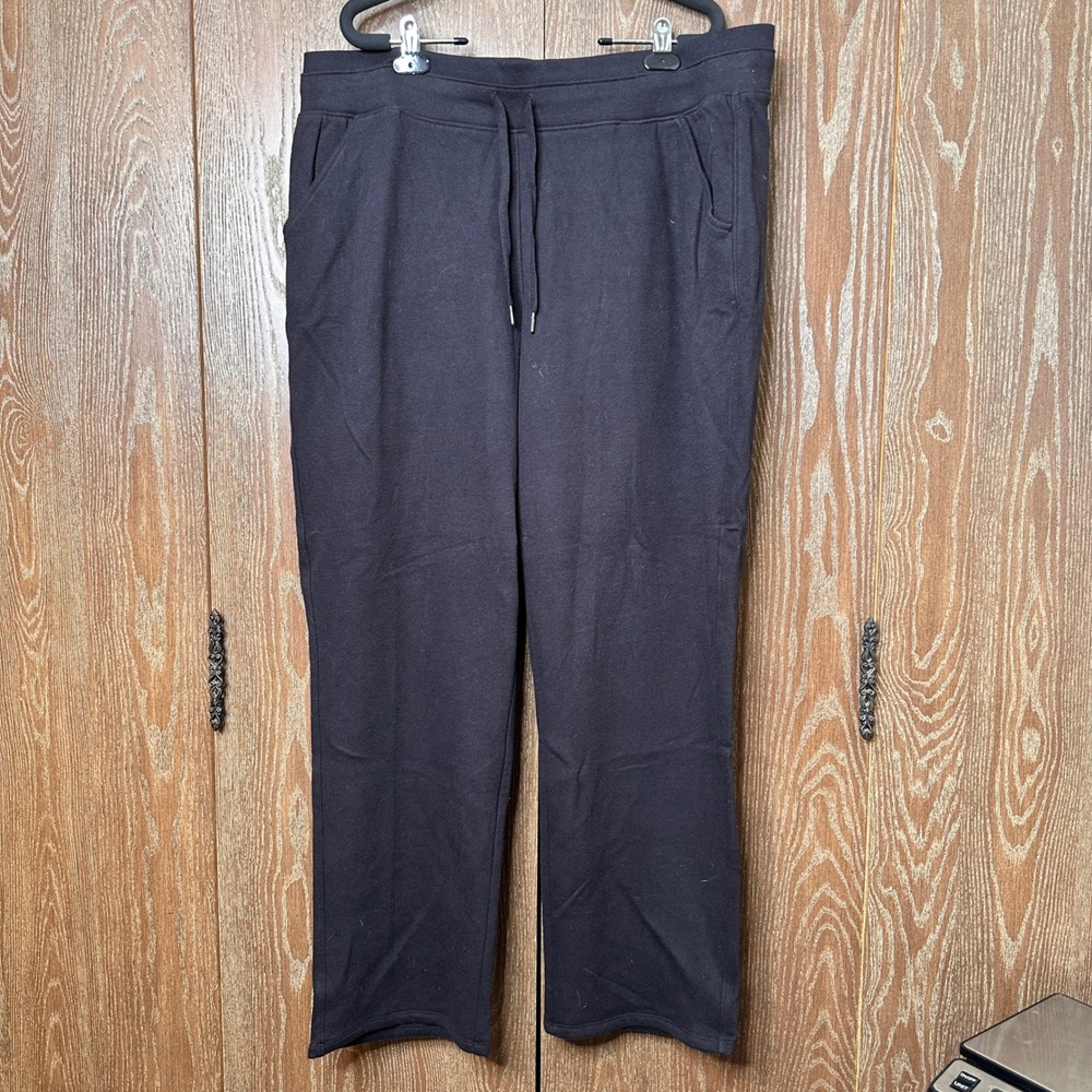 Tek Gear Ultrasoft Fleece Relaxed Mid Rise Pants Mineral Black XXL Athleisure - Picture 1 of 8